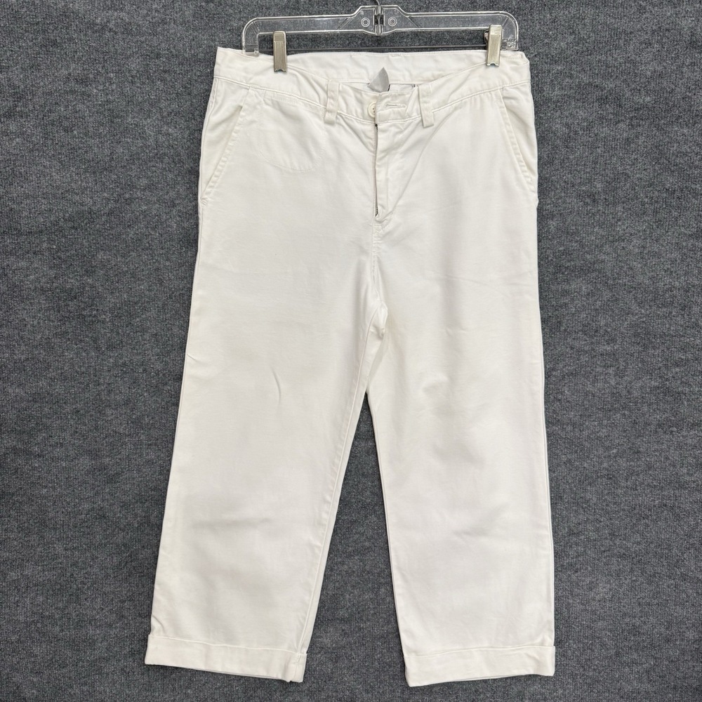 VTG Lucky Brand Dungarees White Chino Dinghy Pants Capri Cropped 12/31 Y2K USA